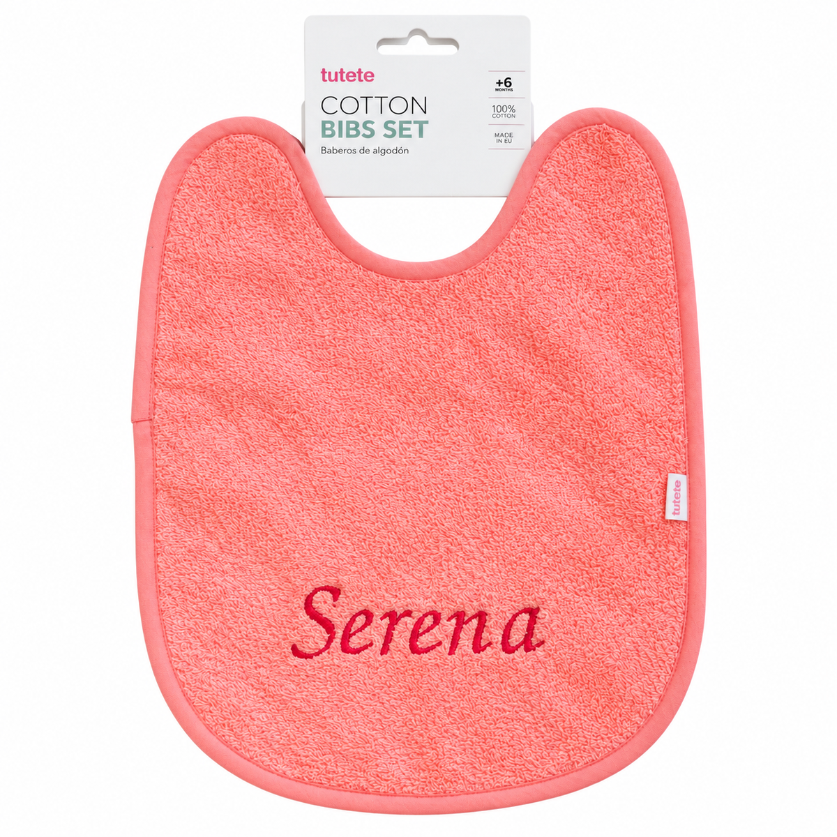 BAVAGLINA TUTETE 29.5x25CM IN SPUGNA DI COTONE PLASTIFICATA - PINK GLOSS