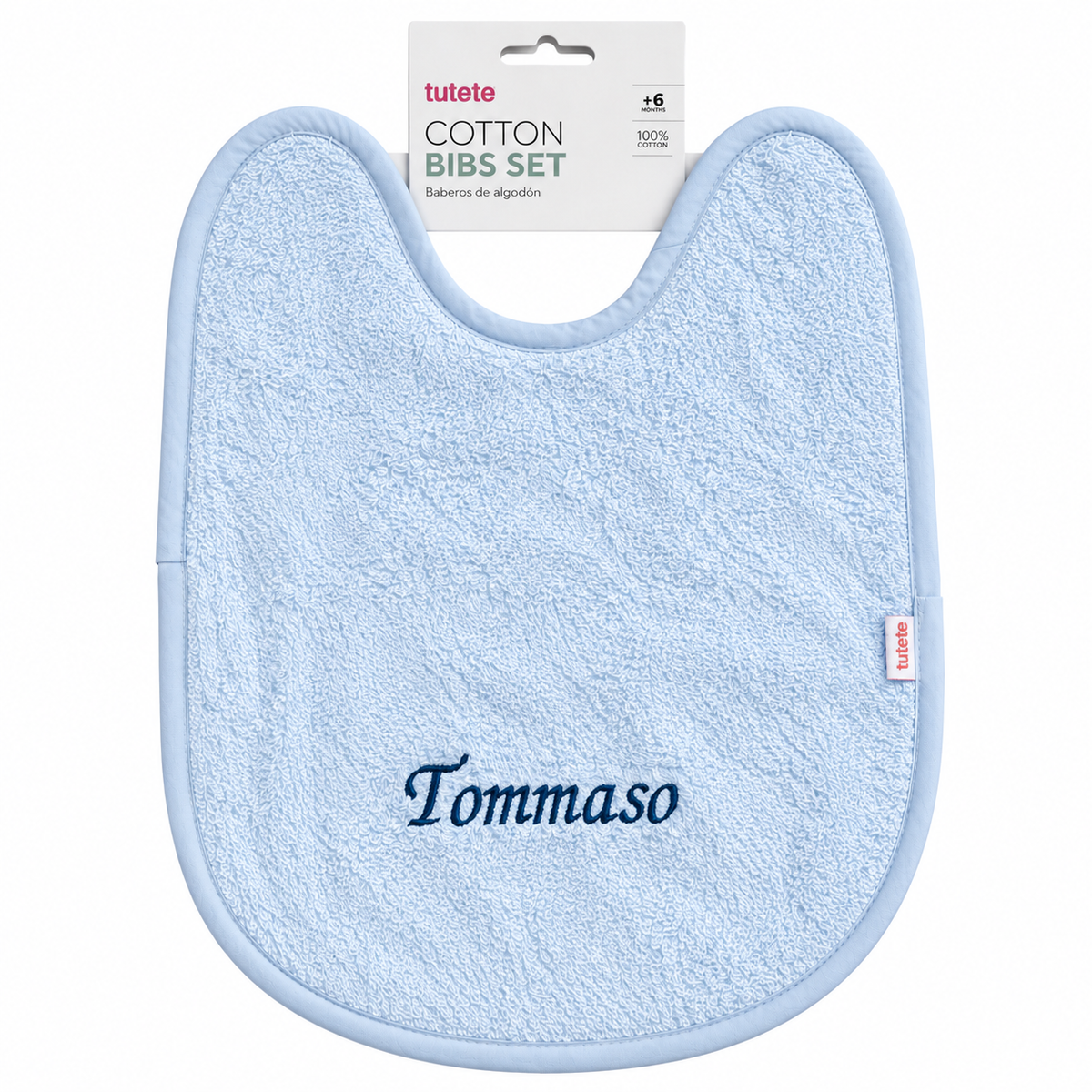 BAVAGLINA TUTETE 29.5x25CM IN SPUGNA DI COTONE PLASTIFICATA - BLUE